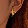 GEMCHIC Women's Stainless Steel Cross Zircon Earrings - Minimalist Design Geometric Studs for Women Elegant Fashion Jewelry