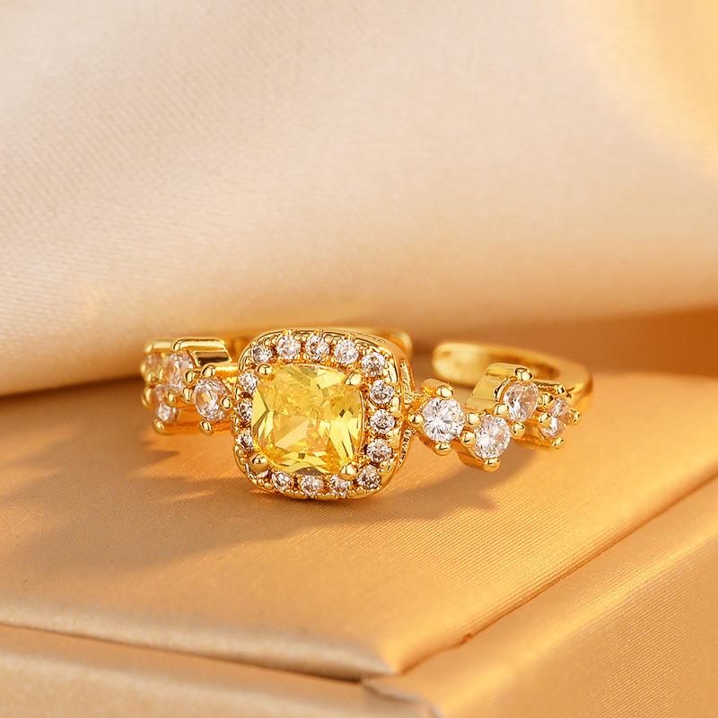 Slightly Inlaid Zircon Full of Diamonds Elegant Luxury Opening Light Luxury Temperament Versatile High Sense Elegant Sweet Sugar Cube Ring