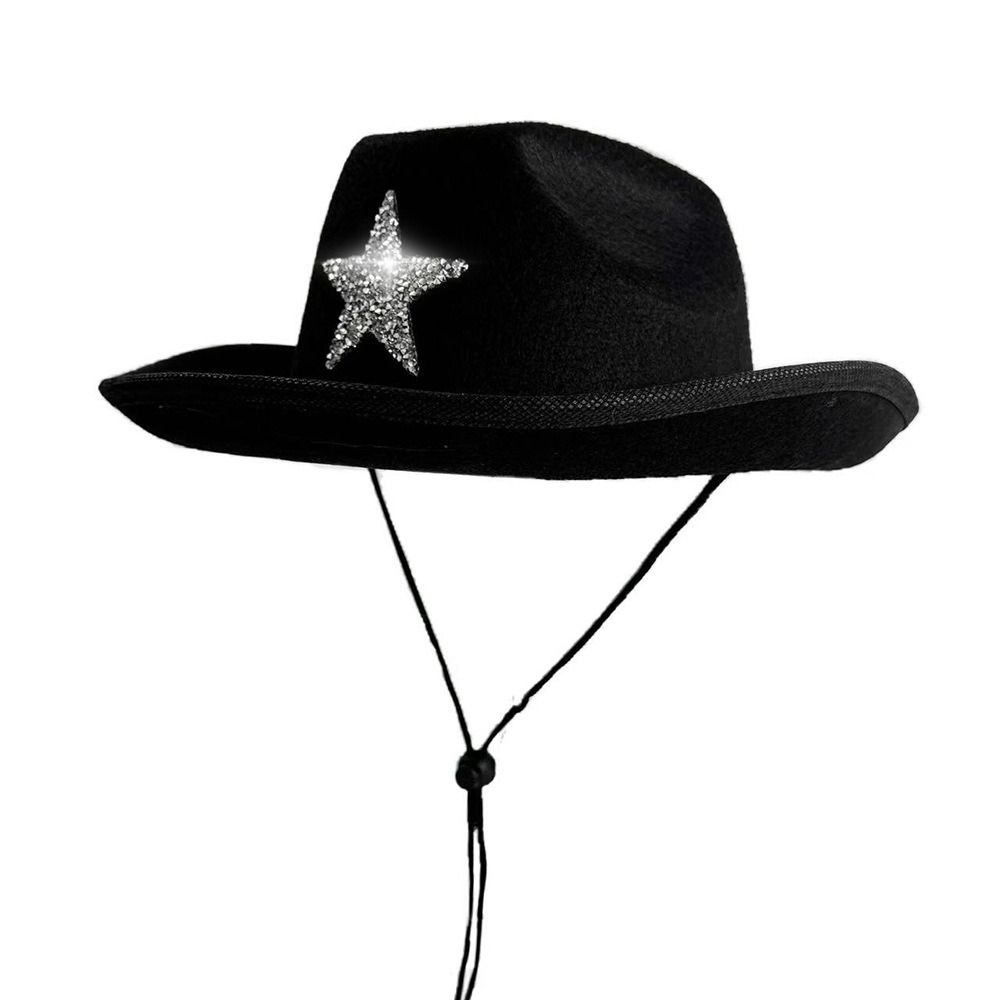 Sparkly Star Western Hat Rhinestone Cowgirl Hat Fashion Jazz Cap  For Dress-Up Party Festival