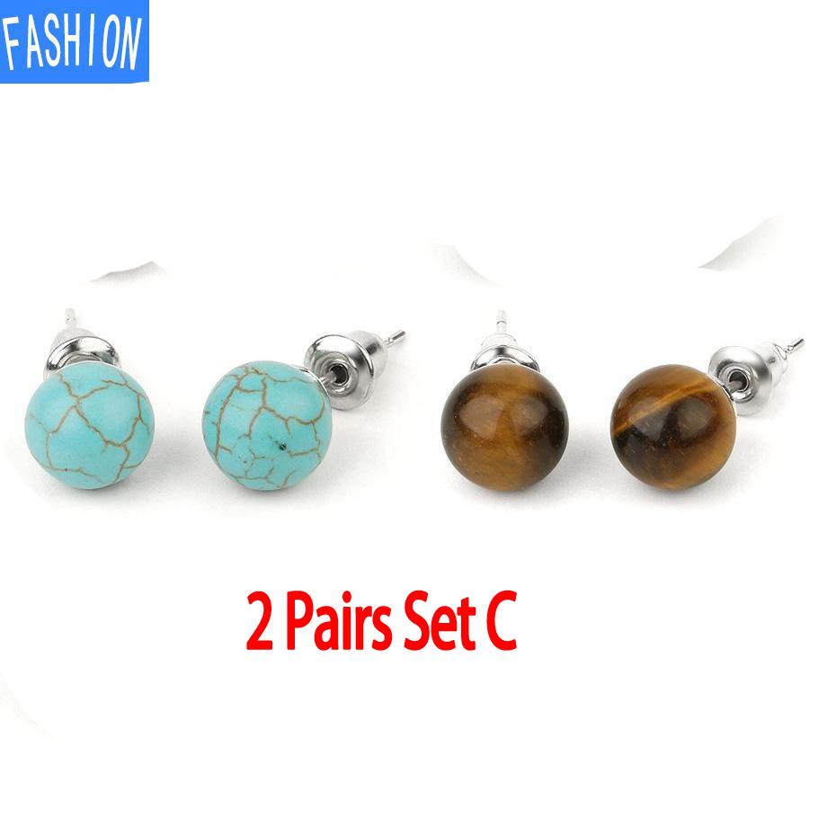 

Креативные милые серьги с натуральными кристаллами в горошек, простые европейские и американские серьги, женские оригинальные серьги-брелки SetC