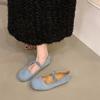 Flat-bottomed Retro Suede Red Wedding Shoes Mary Jane Single Shoes Women's Shoes 2025 Spring and Summer Ballet Gentle Evening Shoes