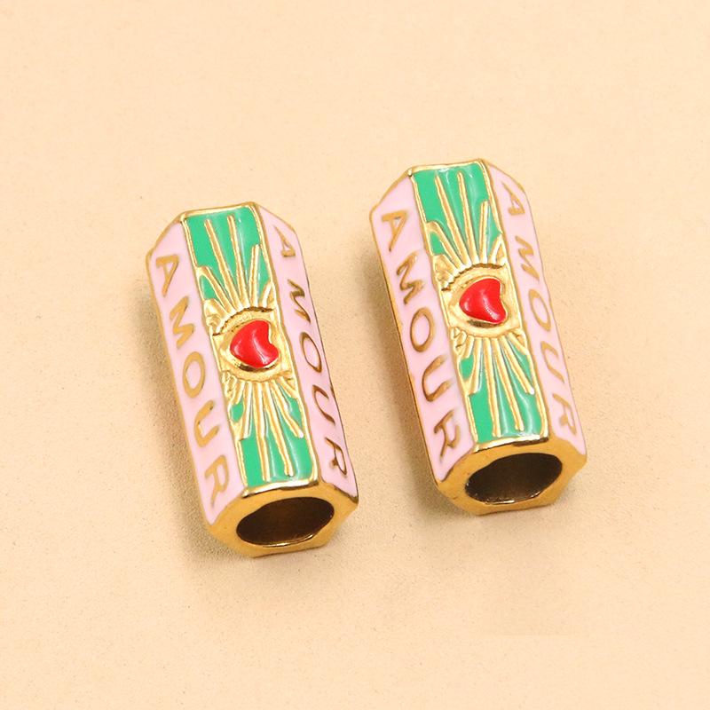 Multi-color 9x20mm Stainless Steel Evil Eye Heart Spacer Beads for DIY Jewelry 1 piece