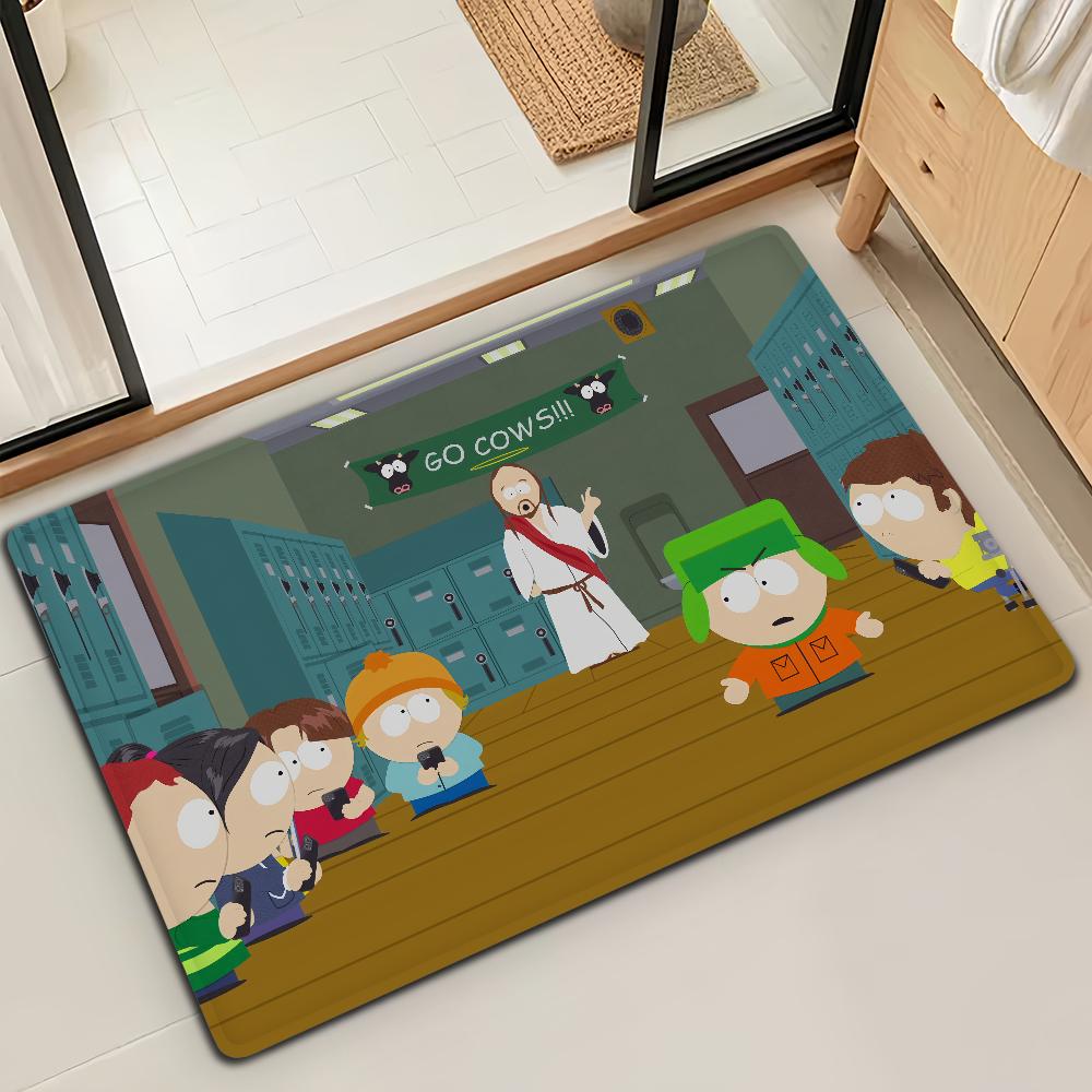 Cartoon S-SOUTH PARK Funny Door Mat Bath Microfiber Decorative Versatile Flannel Floor Mat Quick Dry Absorbent Non-slip Sole