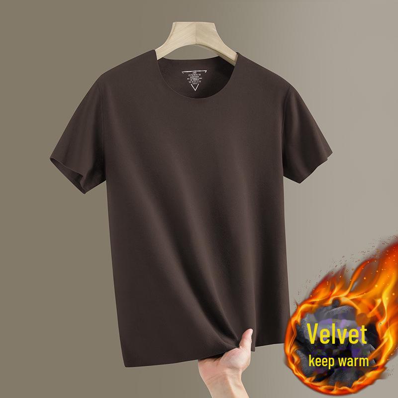 

Мужская футболка из плотного флиса черного цвета с короткими рукавами плотностью 300 г — свободный крой, модный однотонный цвет для лета. 4XL