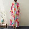 Dimanaf 2025 Summer Plus Size Dress Floral Women Casual Vintage Dress Basic Printing Long Beach Elegant Loose Dress