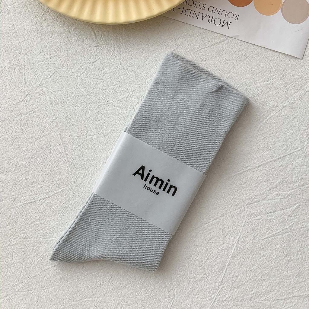 Pre-Autumn Basic Solid Color Mid-Leg Socks Sweet Morandi Color Simple Thin Cotton Socks