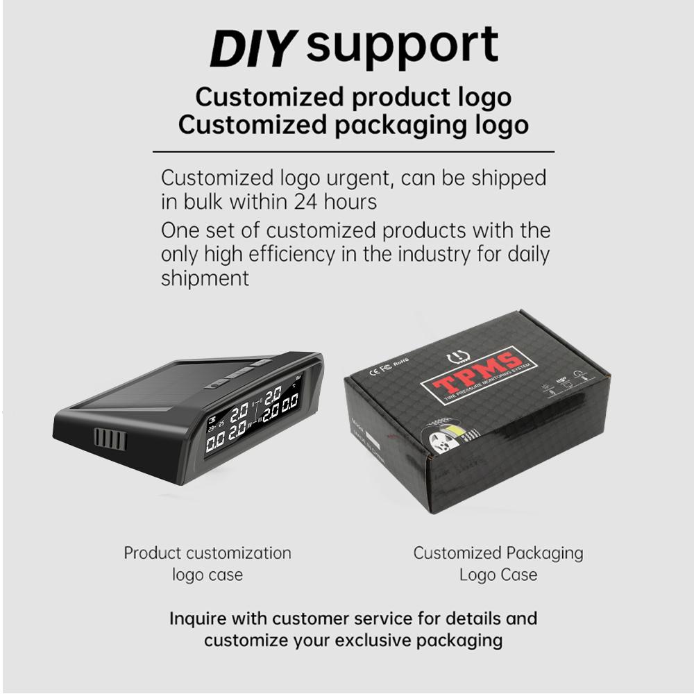 Truck Tire Pressure Monitoring Automatic Alarm System Solar/usb Powered External Waterproof Suitable for Rvs/pickup Trucks