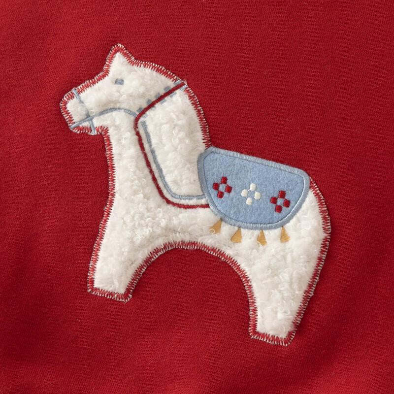 DAVE & BELLA Boys' Red Fleece-Lined Semi-High Neck Sweatshirt