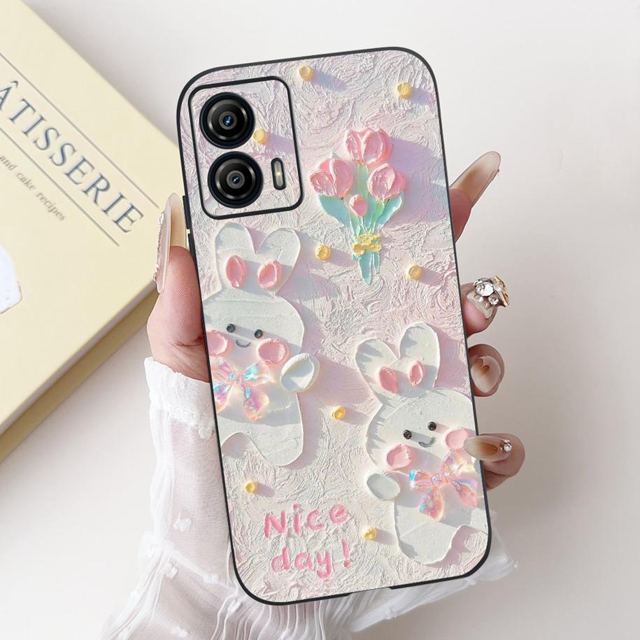 Shockproof Case For Motorola Moto G53 G73 5G Cover Cute Cactus Rabbit Cartoon Soft Silicone Matte Funda For MotoG53 MotoG73 Capa