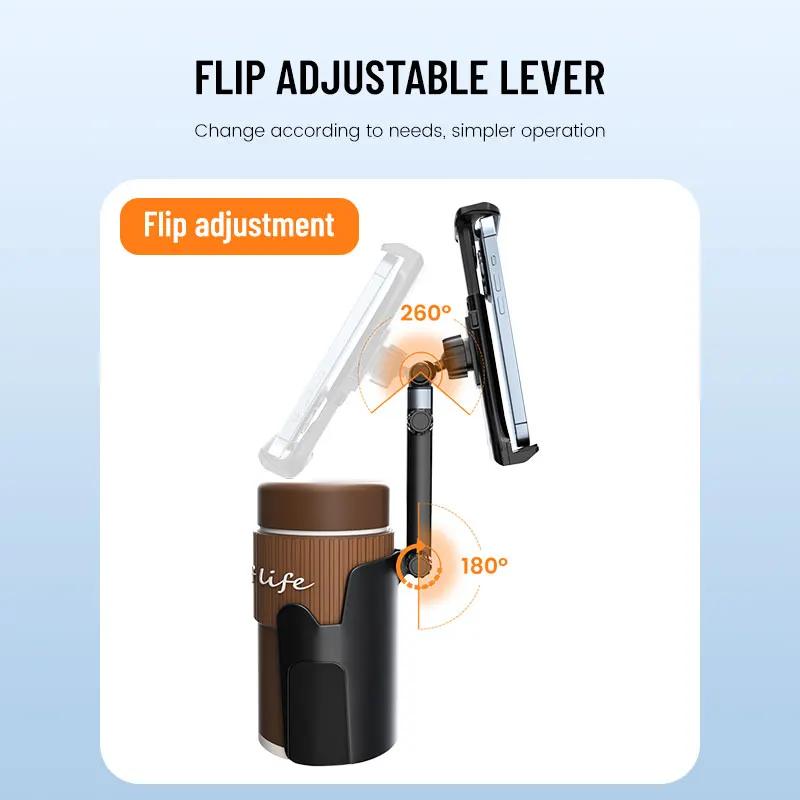 360 Rotation Car Cup Holder Tablet Expander with Cell Phone Mount - Auto Interior Accessory for Smartphones