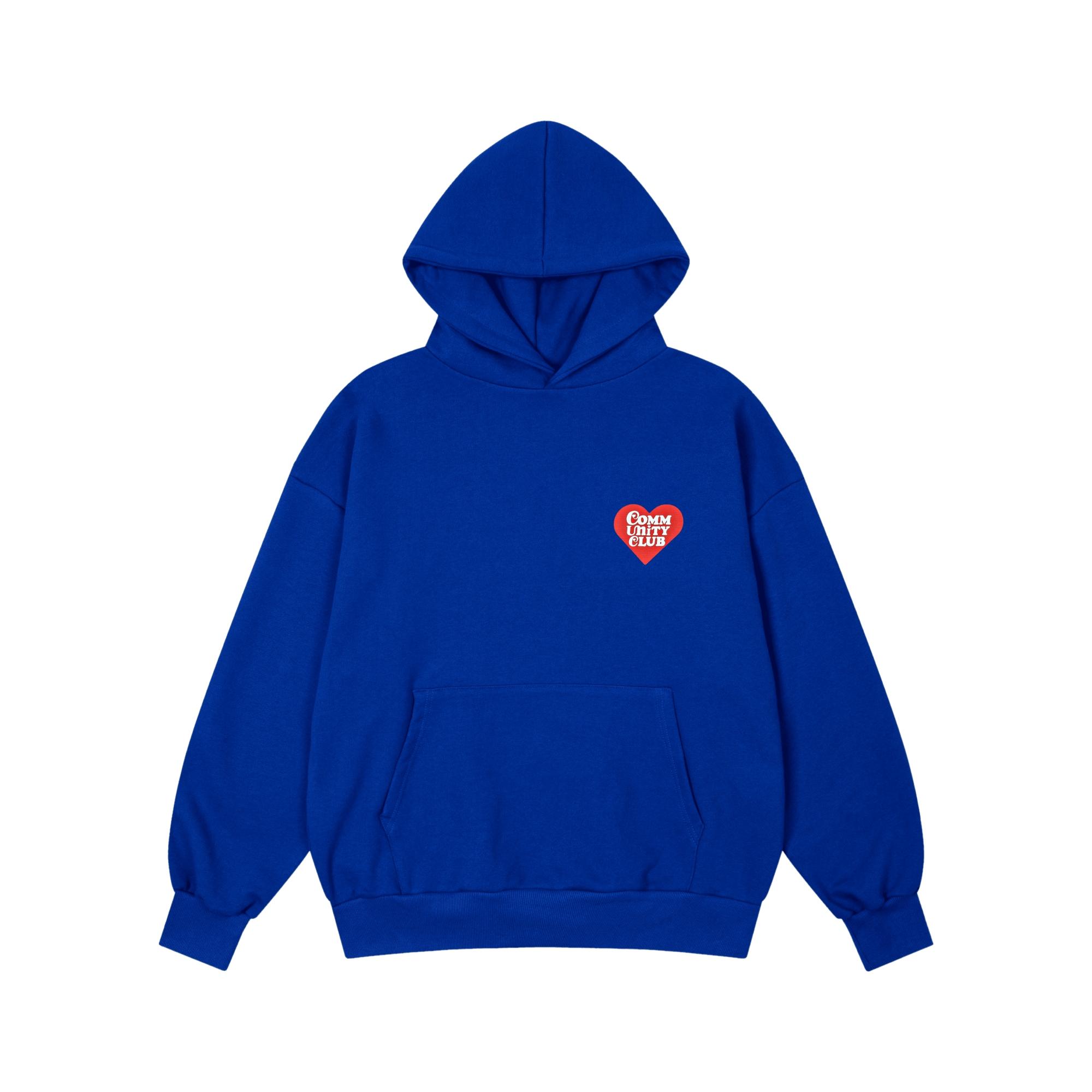 Community Club Full Of Hearts Hoodie Blue L