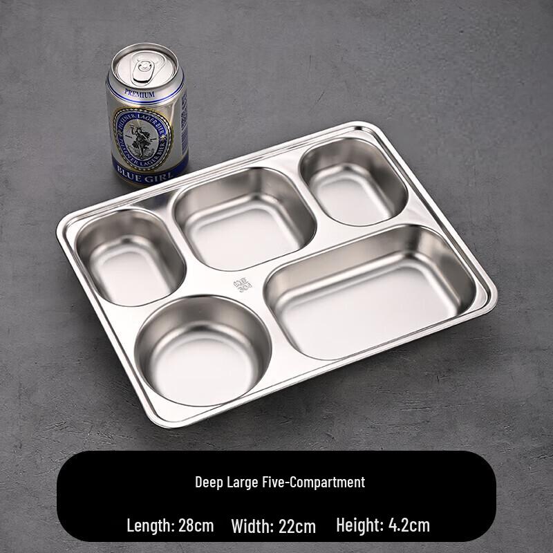 

Нержавіюча сталь 304, 5-секційна розділена тарілка для обіду