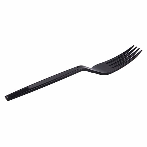 Laojbaba Disposable Plastic Forks, Individually Wrapped, Black, 7-inch, for Commercial Use, Takeout, Extra Hard, Heavy-Duty, Individually Wrapped, 100