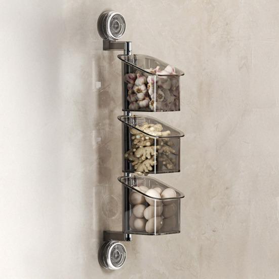 Suction Cup Storage Rack with Drainage Holes Large Capacity Rotating