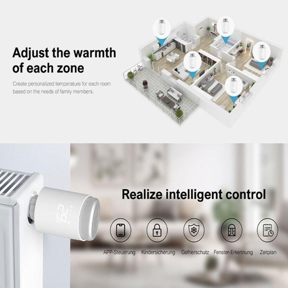 Compact Design Thermostatic Radiator Valve Smart TRV Thermostatic Valve  Radiator Control