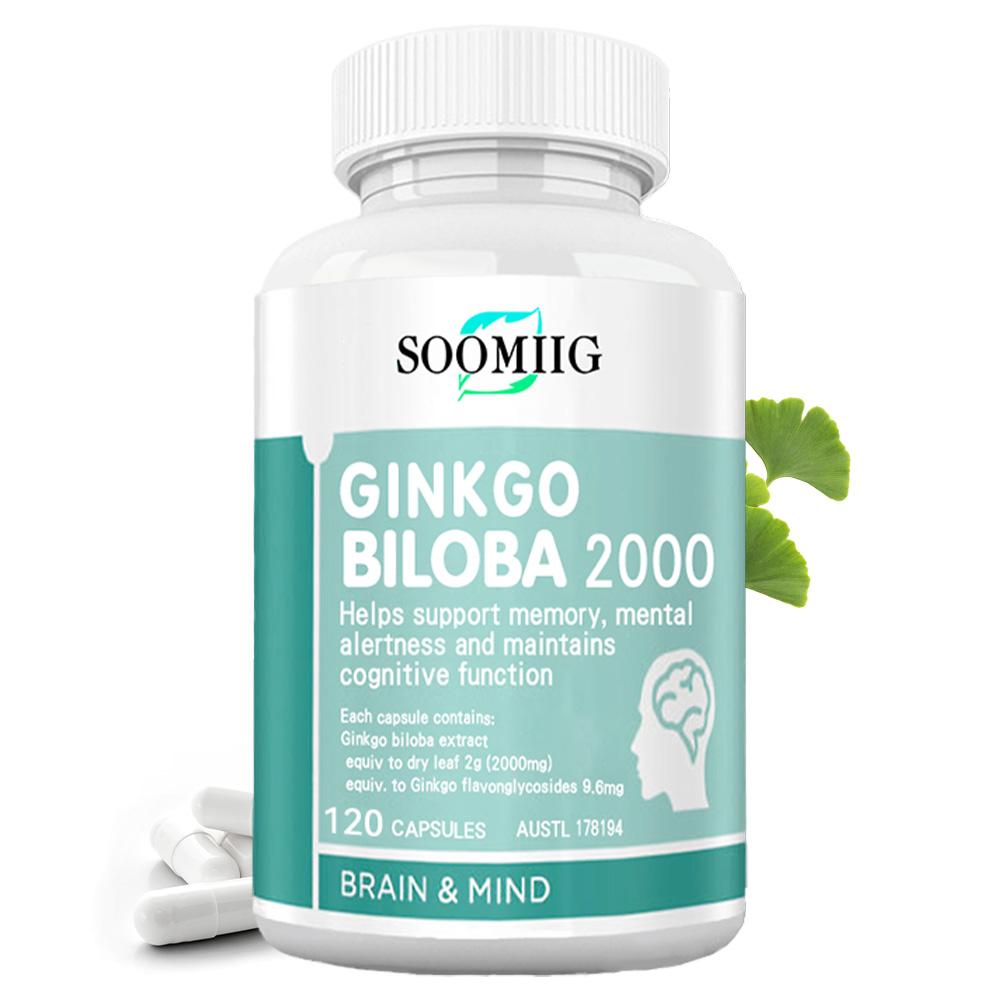 Soomiig Ginkgo Biloba 2000mg Brain & Mind Supplement, 120 Capsules