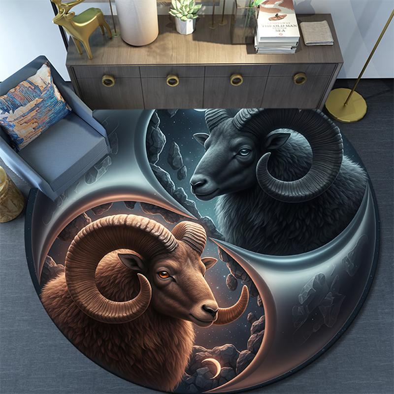 Cartoon Print Round Area Rug,Carpet Rug for Living Room Bedroom Sofa Playroom Decor,Non-slip Floor Mat