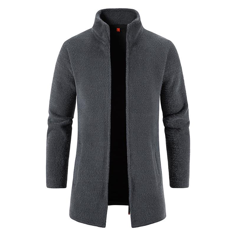 

Men s Korean Style Mid-Length Woolen Sweater - Winter Plus Velvet, Warm Knitwear Long Sleeve. 2XL темно-сірий