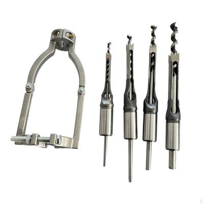 Adaptador de broca para taladro de orificio cuadrado, soporte de fijación profesional con 4 brocas de acero duradero para