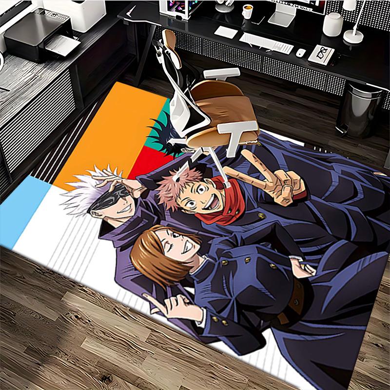 1 Stück Anime Cartoon Design Jujutsu Kaisen Charaktere Bürostuhlmatte Rutschfester Teppich Geeignet für Heimdekoration Wohnzimmer Schlafzimmer Spielzimmer Saisonales Geschenk