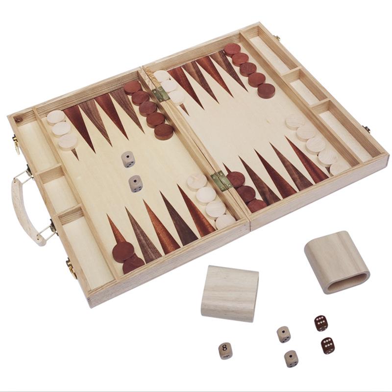 Deluxe Wooden Chess & Backgammon Set with Strategy Game Packaging Portable Backgammon