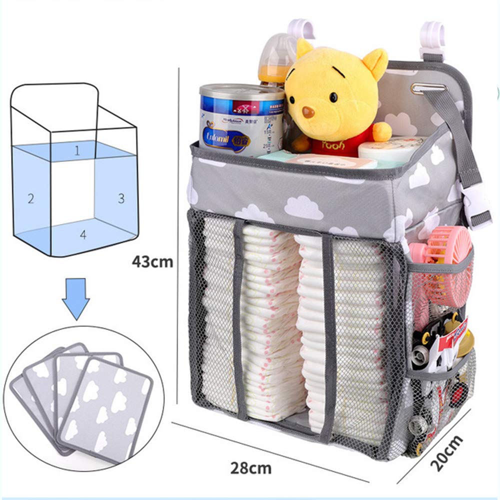 crib storage hanging diaper baby accessories storage large baby shower gift Multi-functional bag, bag, storage, case, foldable, capacity, [miniGray]