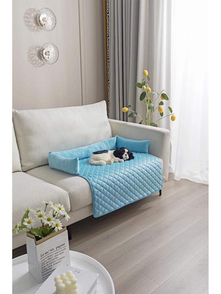 Cross-border Plush Pet Sofa Cushion: Cat & Dog Bed with Pillow