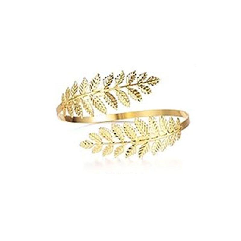 European-American Style Gold Alloy Leaf Headband & Pearl Earring Set