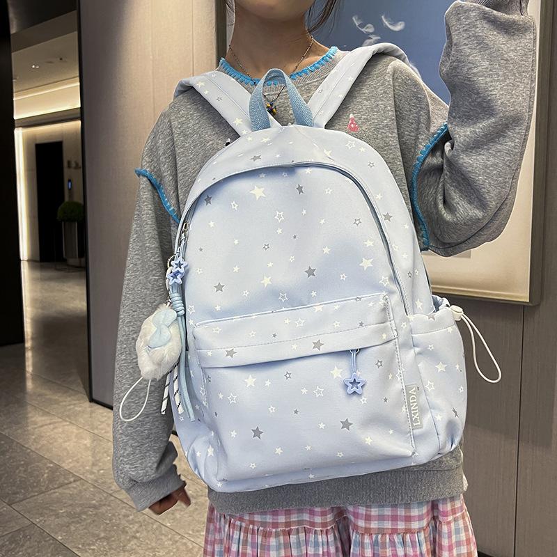 Schoolbag Candy Color Little Star School Bag Female Versatile Junior High School Student Small Fresh Backpack Girls College Style Travel Backpack