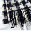 Black and White Plaid Scarf Women's Autumn and Winter New Imitation Cashmere Fringed Scarf Thickened Warm Shawl