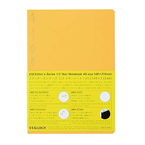 

Nitoms S4111 STALOGY Notebook, A5, Squared, 1/2 Ear, Yellow