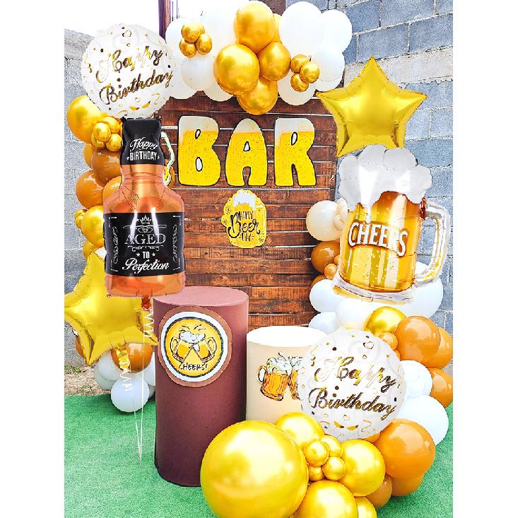 2/6 Pcs Whiskey Beer Bottle Balloons and Beer Mug Balloons Beer Theme Birthday Party Bar Summer Party 5