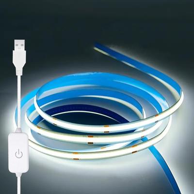1M-5M USB LED Strip Light 5V 320LEDs/M COB Touch Sensor Dimmable Lamp Tape DIY TV Mirror Backlight Kitchen Room Night Lighting