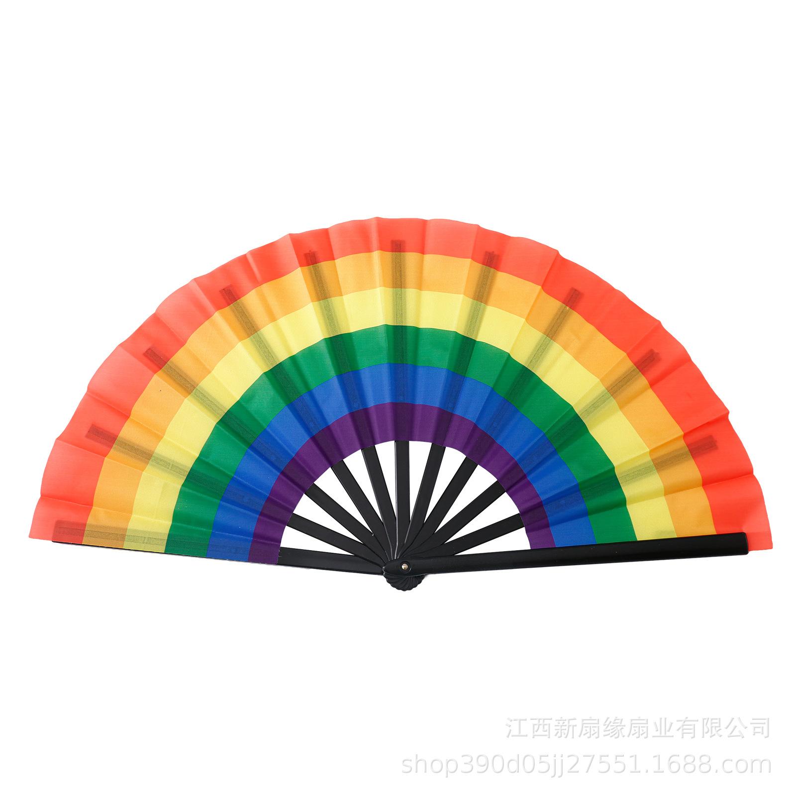 Abanico Plegable Arcoíris Abanico Colorido Fiesta Orgullo Gay LGBTs Ventilador de Refrigeración de Verano Festival de Música Accesorios para Mujeres Hombres Ligero blue