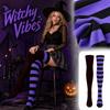 Damen Halloween Kniestrümpfe mit breiten Streifen, Colorblock-Muster für Kostümparty