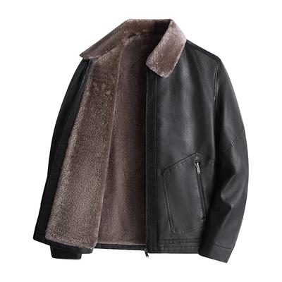 Μοντέρνο Casual Ανδρικό Δερμάτινο Jacket PU Φθινόπωρο Χειμώνας Παχύ Fleece Ζεστό Εξωτερικό Ρούχο Ελαφρύ Επαγγελματικό Κολάρο Ευέλικτο Παλτό