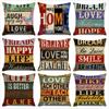 Home Chair Seat Furniture Pillow Cover Retro Industrial Style Cushion Wood Grain Letter Decor Pillowcase