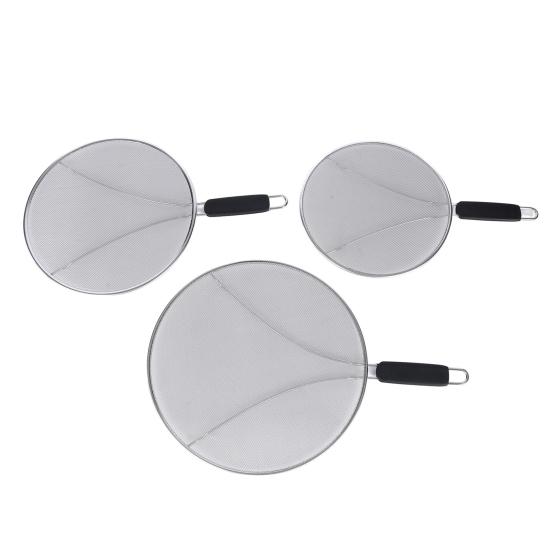 Grease Splatter Guard Stainless Steel Fine Mesh Screen with Easy-Grip Handles Blocks Oil Stains Splash Resistant Cooking Tool