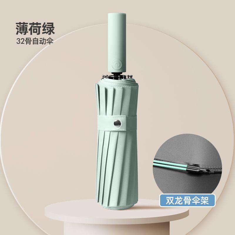 MAYDU Fully Automatic Black Rubber Sunny Umbrella Sunscreen, UV Protection, Rain and Rain Dual Use Sun Umbrella