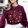 Vintage Forest Wildflowers Print Sweatshirt For Women Botanical Wild Flower Jumper Crewneck Unisex Fleece Sweatshirt Streetwear