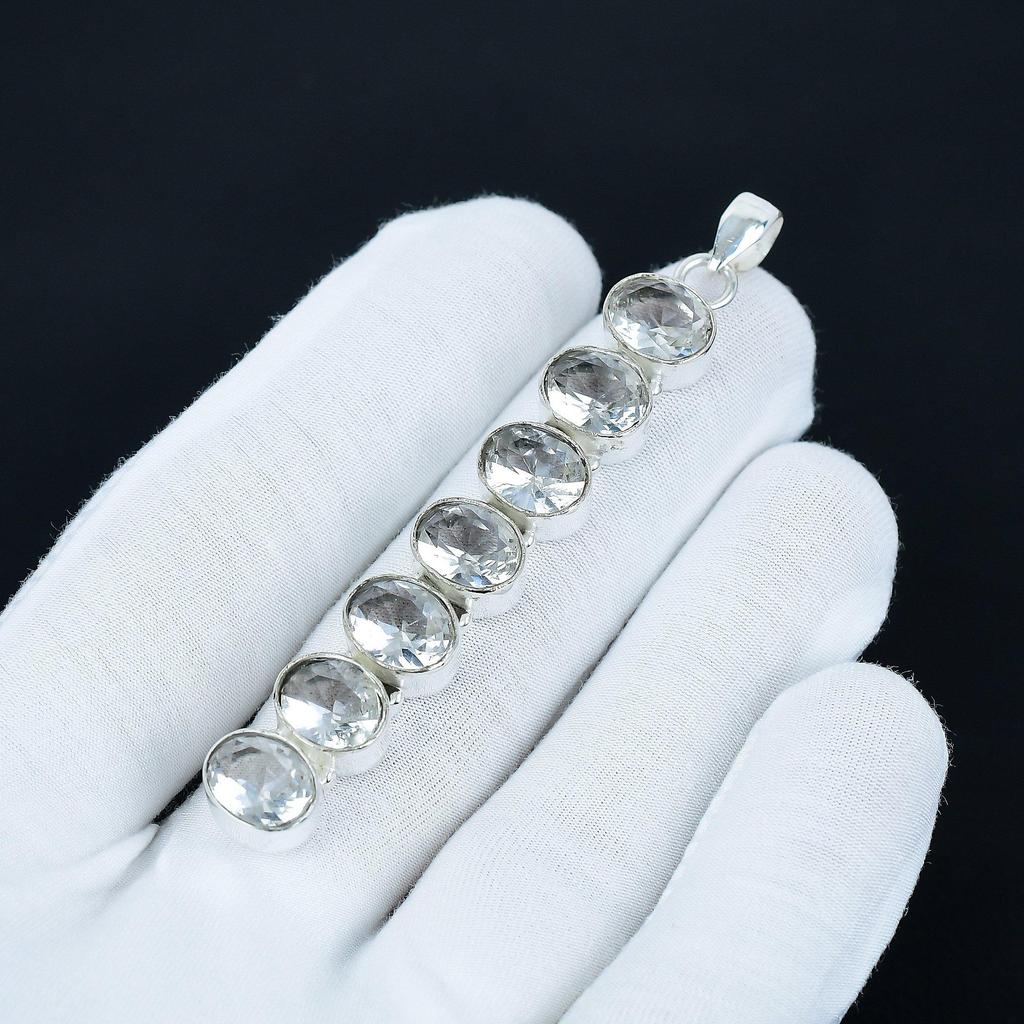 Pandantiv Topaz Alb, Pandantiv Argint Sterling 925, Pandantiv Făcut Manual, Pandantiv Antic, Pandantiv cu Piatră Prețioasă Topaz Alb, Cadou de Paște