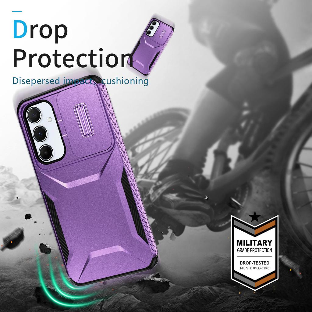 For Samsung Galaxy A55 5G Shockproof Case PC+TPU Phone Shell with Sliding Camera Cover