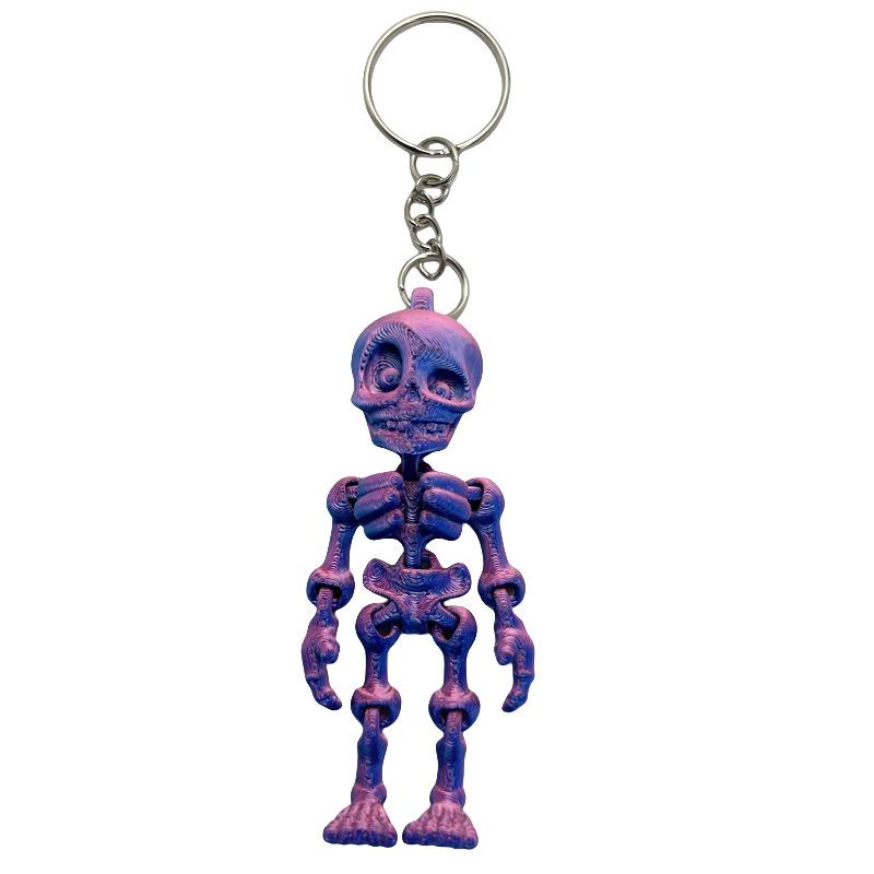 3D Printed Skeleton Keychain Pendant Joint Mobility Skeleton Stress Relief Toys Desktop Ornament Craft For Kid Halloween Gift