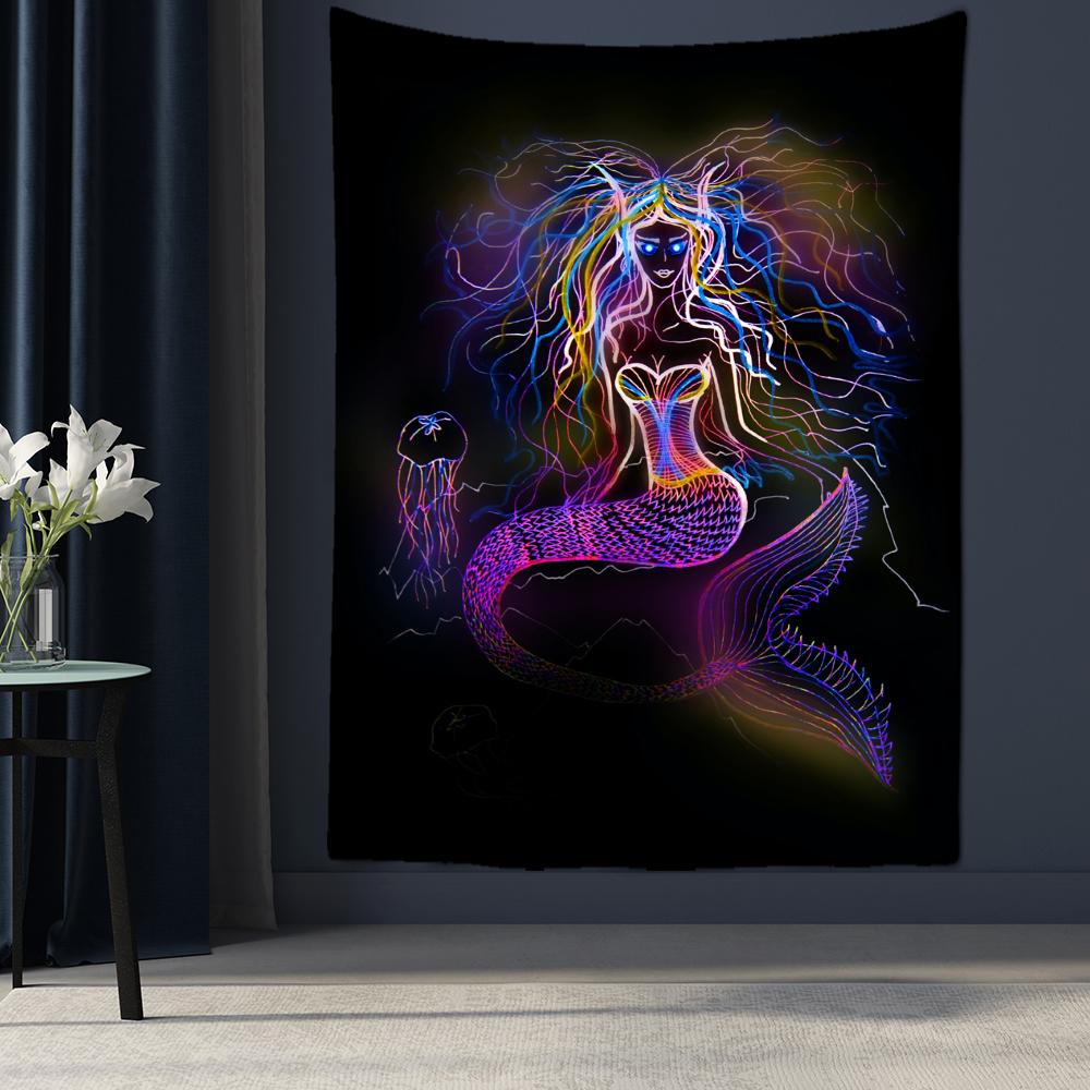 Arazzo da parete con ragazza indiana con fase lunare, stile bohémien, hippie, stregoneria, tarocchi, mandala, decorazione per la casa