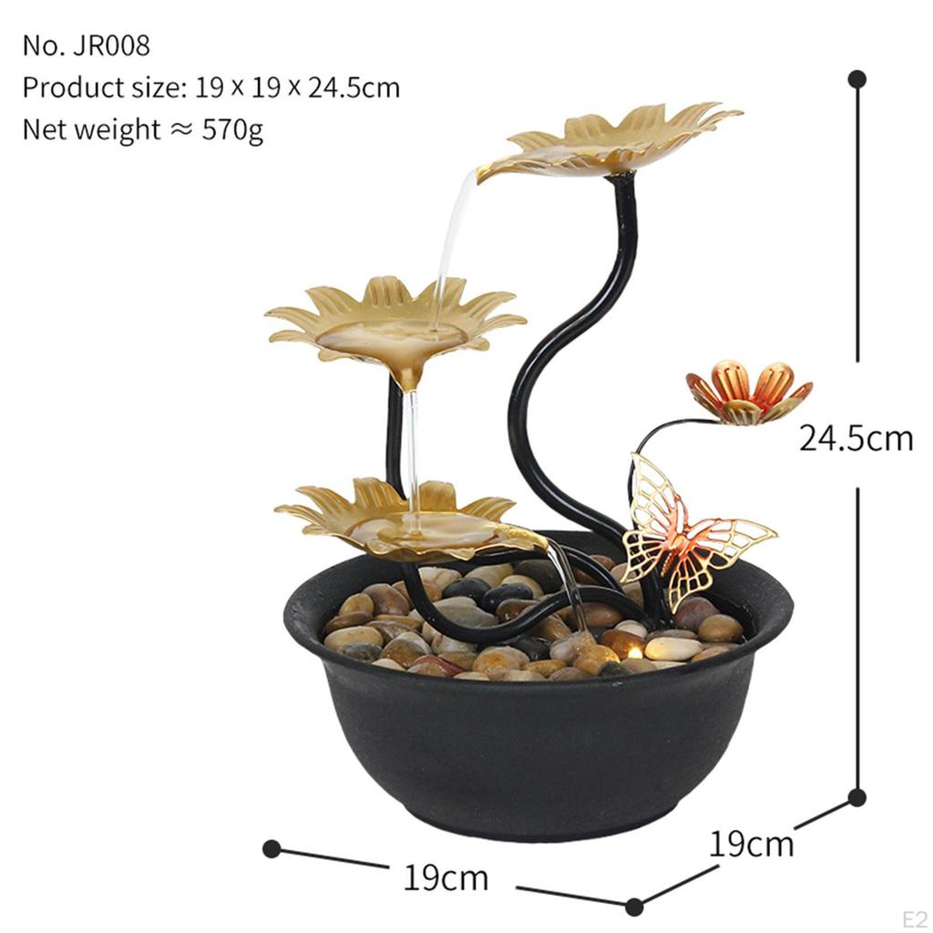 Tabletop Water Fountain Waterfall Crafts LED Lights Desktop Indoor for Living Room,