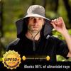 Men’s Wide Brim UV Protection Bucket Hat with Face and Neck Guard