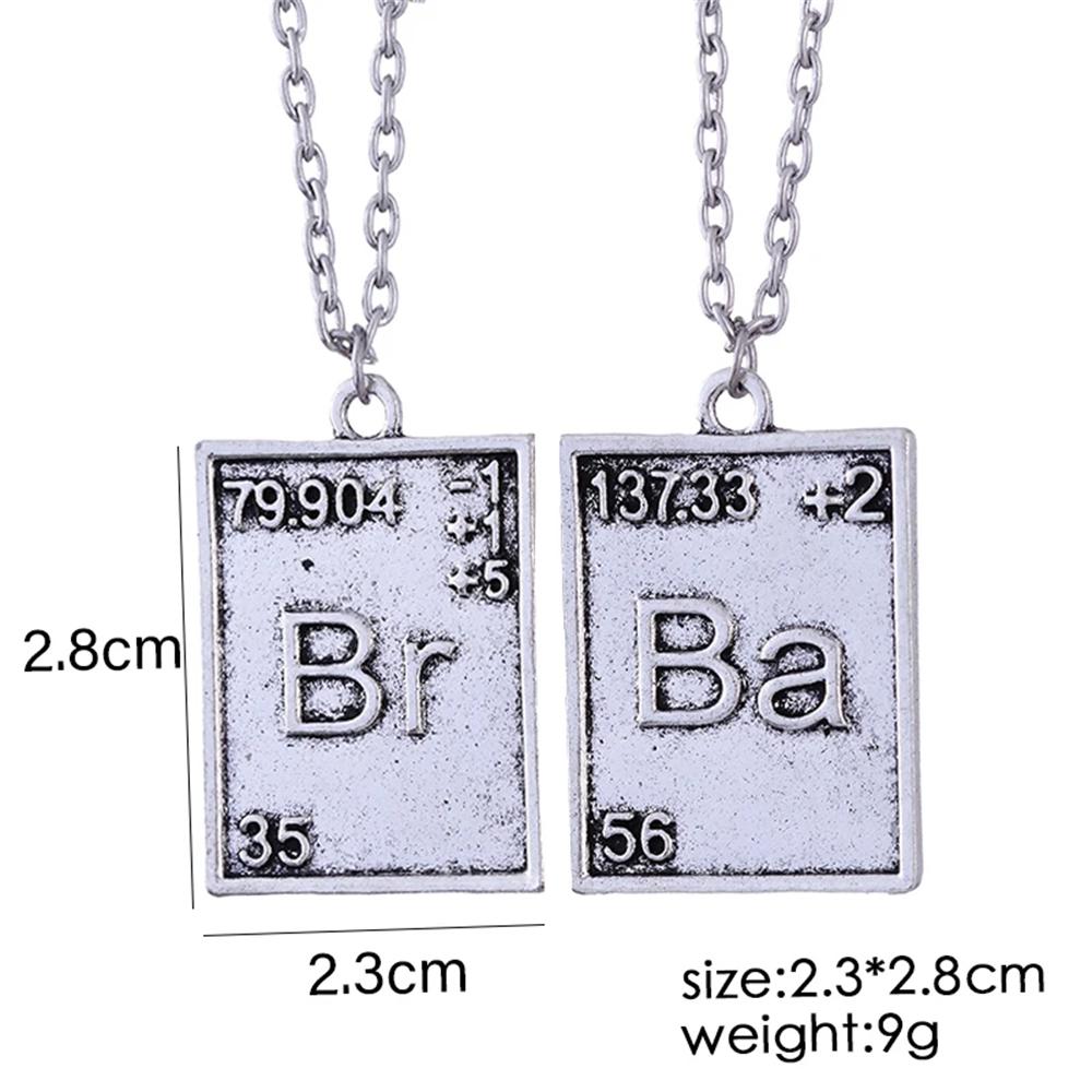 Vintage Breaking Bad Halskette Chemisches Symbol Br Ba Anhänger Brüder Paar Halskette Geschenk für Frauen und Männer Schmuckgeschenke