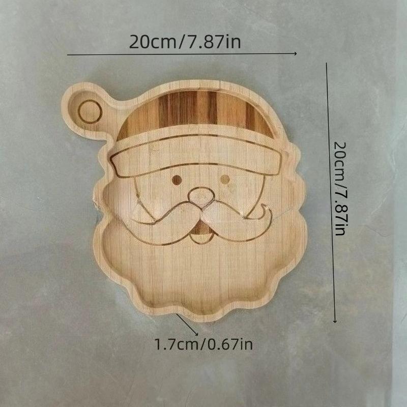 Bamboo Christmas Tray with Easter Design - Elk Christmas Tree Santa Hat Rabbit Pattern Solid Wood Cartoon Serving Tray