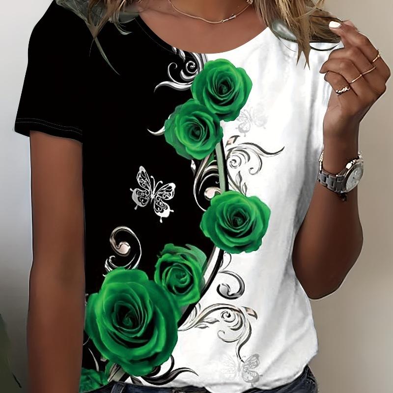 Loose Crew Neck Top Casual Simple Short Sleeve Fashion T-Shirts Women’s