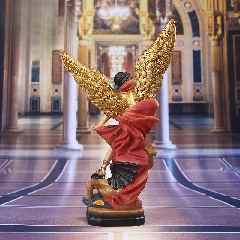 21.5CM High Classical St. Michael Angel Demon Slayer God Statue Ornament Decoration Resin Crafts